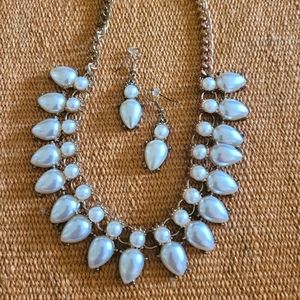 Gold and Ivory Statement Necklace and Earrings